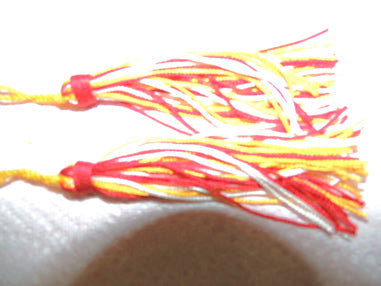 Pair of Tassels, Red/White/Gold Mix w/Red Knob 506L - Past Supreme Commanders