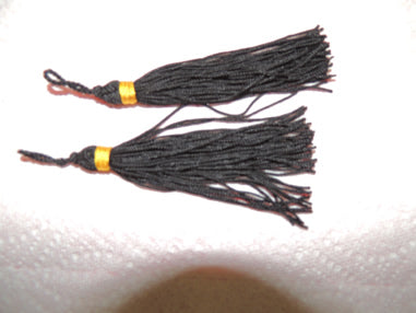 Pair of Tassels, Black w/Gold Knob 506O - All-Star Pup Tent Seam Squirrels, CCDBs and Hungry Cooties