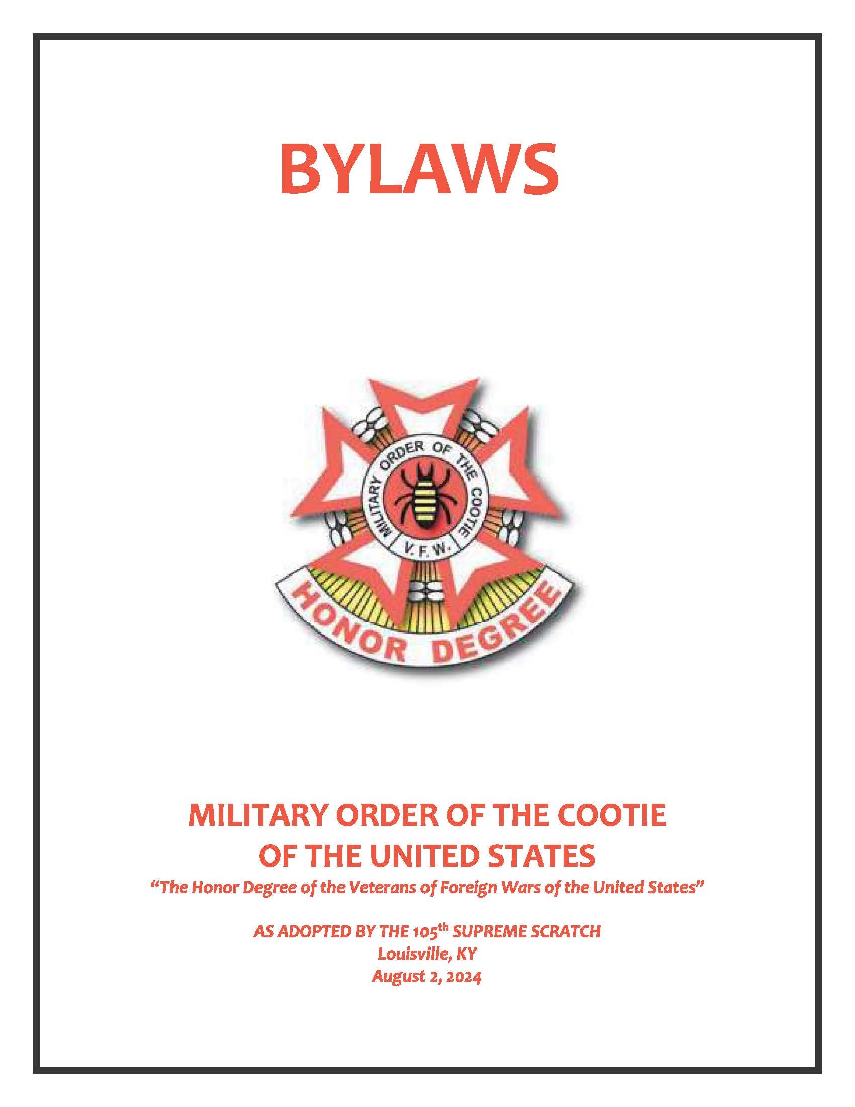 ByLaws, Supreme 9136 Supreme HQ's Military Order of the Cootie of