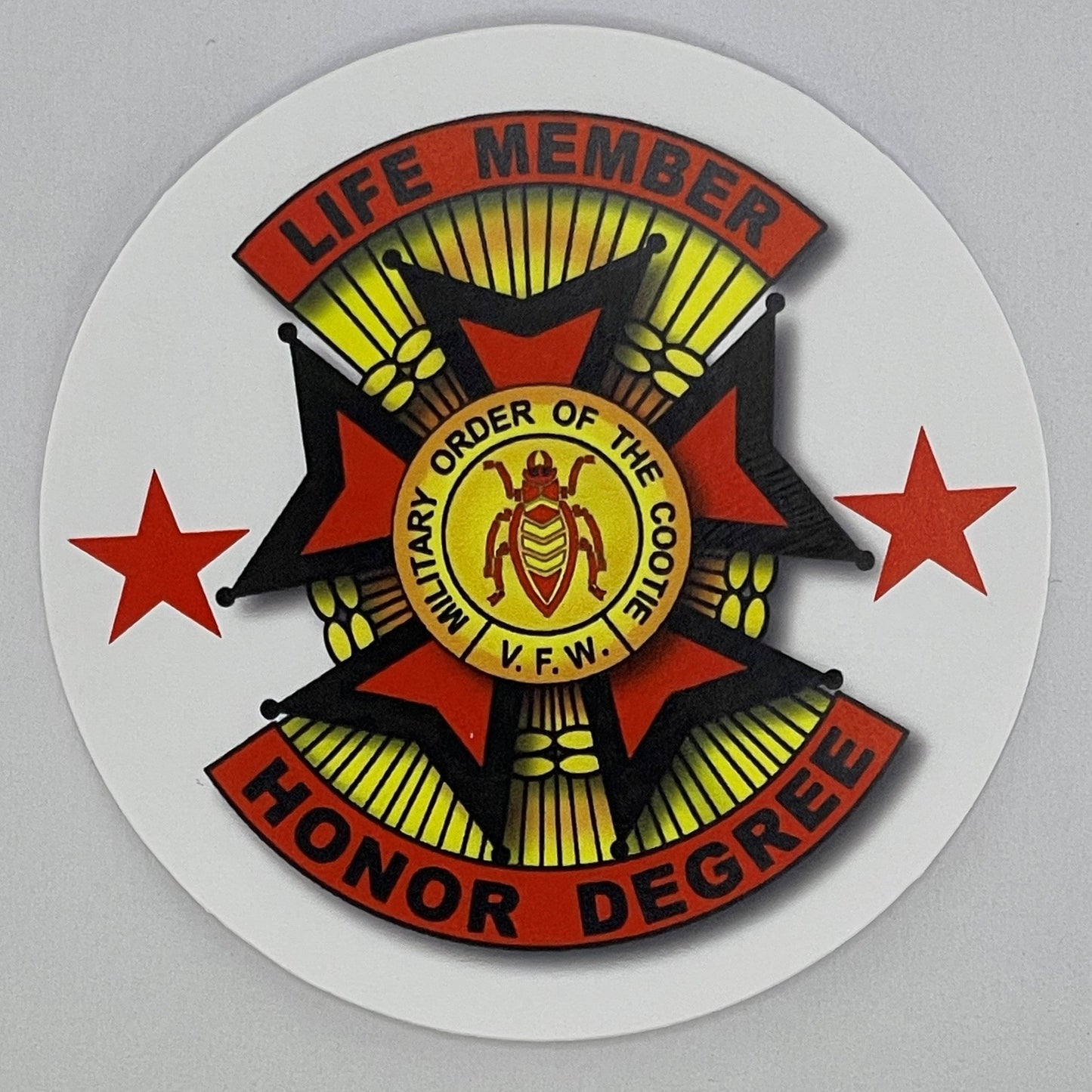 Sticker, Red Star Life Member Honor Degree THREE inch round item 4153RS