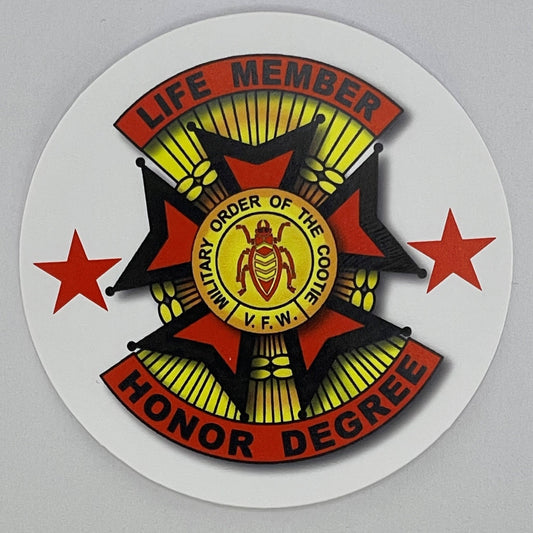 Sticker, Red Star Life Member Honor Degree THREE inch round item 4153RS
